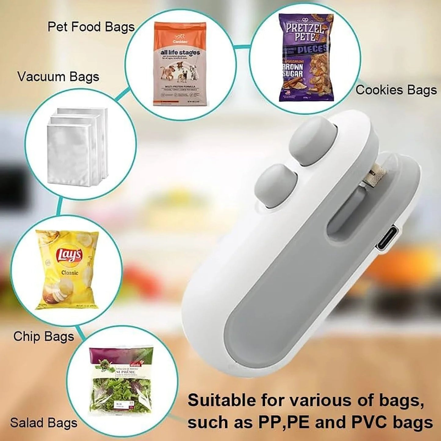 Electric Mini Heat Bag Sealing Machine Package Sealer Bags 2In1 Plastic Bag Sealing Machine Handheld Plastic Bag Heat Sealer
